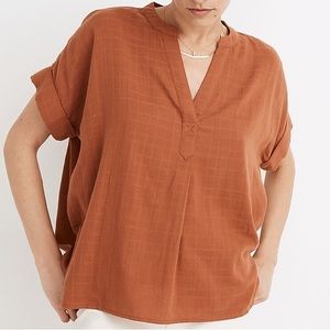 Madewell Lakeline Popover Shirt in Textural Plaid size Medium